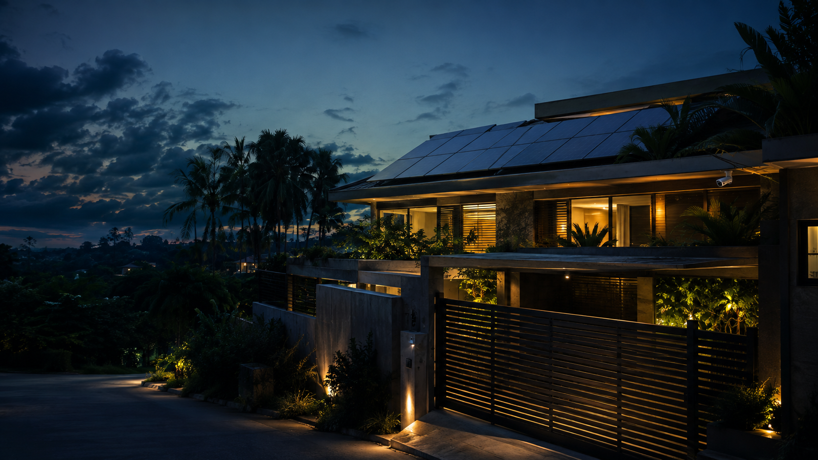 Casa inteligente protegida com energia solar